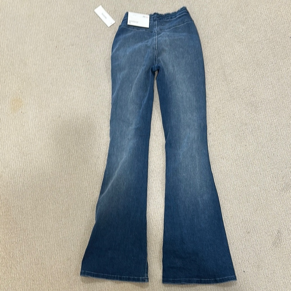 Urban outfitters BDG Blue Flare Wide Leg Jeans High-Rise ruched sz 25 - Picture 5 of 5
